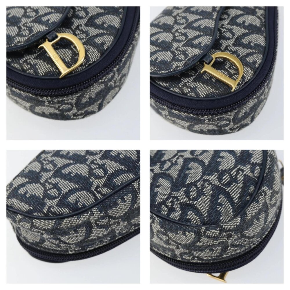 Authentic Christian Dior Trotter Canvas Saddle Pouch Navy Gold bst432-112825 - Picture 9 of 16